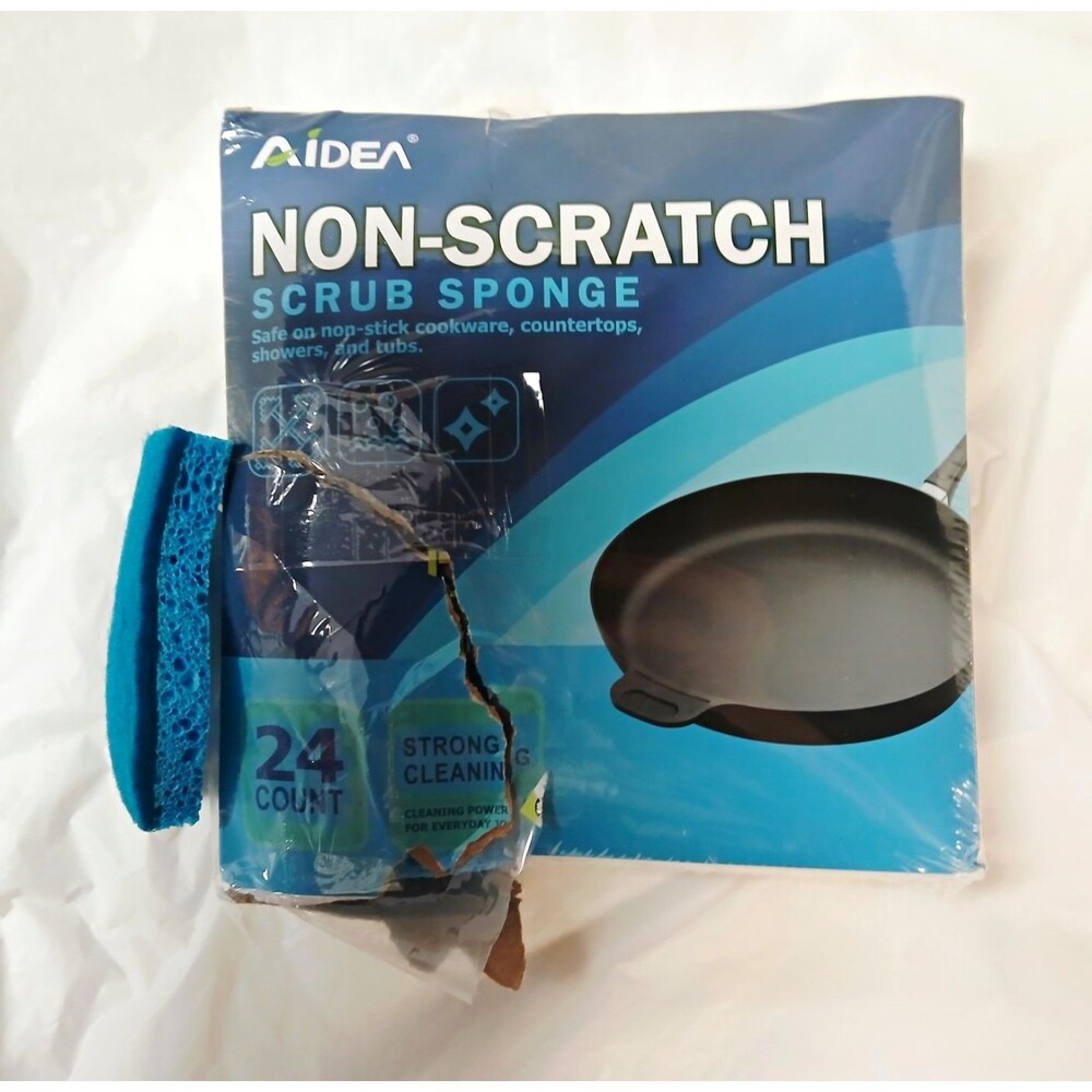 AIDEA Non-Scratch Scrubbing Sponge, Eco-Friendly Blue, 24 Pack